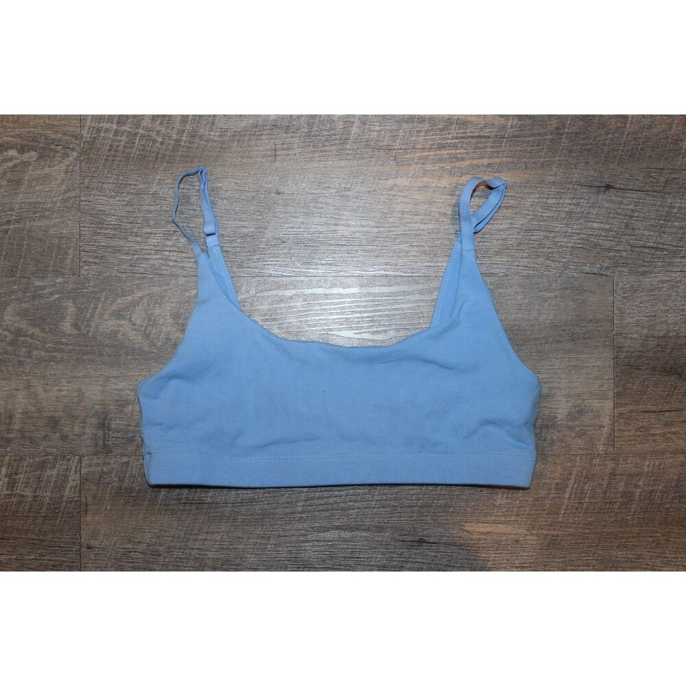 Mate the Label Women's Organic Stretch Scoop Sports Bra LAGOON BLUE S NEW - Picture 2 of 6